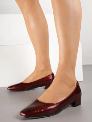 Bordowe Lakierowane Czółenka Vices z Kwadratowym Noskiem i Skórzaną Wkładką Nalireve