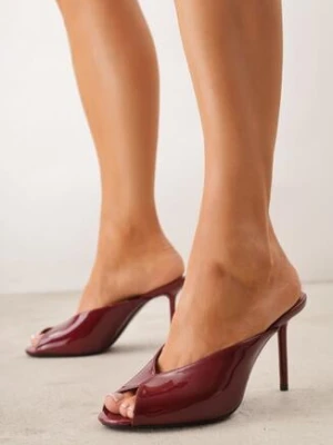 Bordowe Lakierowane Klapki na Szpilce z Odkrytym Noskiem Lilyera mulanka