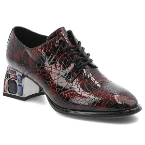 Bordowe Półbuty Artiker Stylowe Obuwie Damskie Na Eleganckim Obcasie