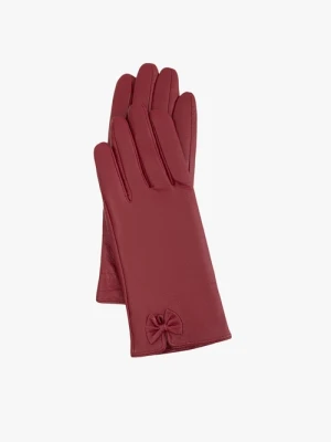 Bordowe rękawiczki ze skóry licowej Ryłko