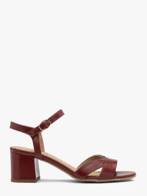 Bordowe sandały damskie na klocku Ryłko
