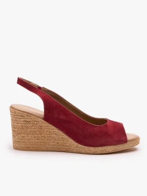 Bordowe sandały na koturnie Ryłko