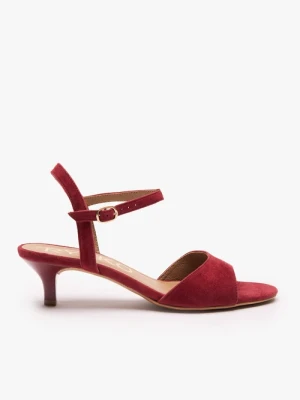 Bordowe sandały na obcasie Ryłko