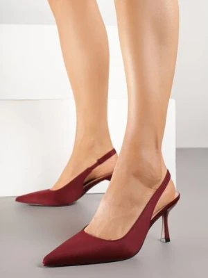 Bordowe Sandały na Szpilce Typu Slingback Melovelle