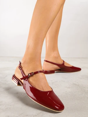 Bordowe Sandały Slingback Vices z Wkładką ze Skóry Naturalnej Sovritia