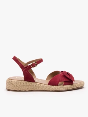 Bordowe sandały z kokardą Ryłko
