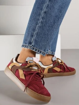 Bordowe Sneakersy Kultowe Tenisówki z Podwójnymi Sznurówkami Luvitta marquiiz