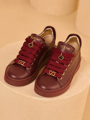 Bordowe sneakersy skórzane CARINII B10469-T94-000-000-G81