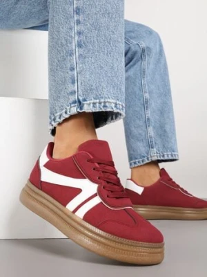 Bordowe Sneakersy Tenisówki Ozdobione Geometrycznym Wzorem Shie c'm paris