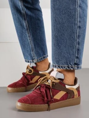 Bordowe Sneakersy w Stylu Klasycznych Tenisówek z Podwójnym Sznurowaniem Livitta marquiiz