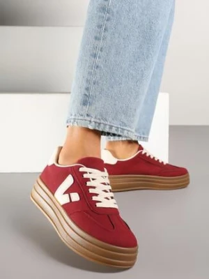 Zdjęcie produktu Bordowe Sneakersy w Stylu Tenisówek Ellienne