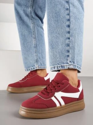 Bordowe Sneakersy w Stylu Tenisówek z Paskami Wiatalle c'm paris