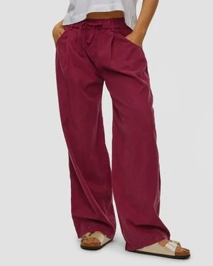 Bordowe Spodnie Balloon Damskie Deha