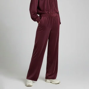 Bordowe spodnie welurowe wide leg House