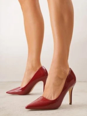 Bordowe Szpilki Lakierowane w Klasycznym Stylu Rotina