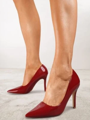 Bordowe Szpilki Lakierowane w Klasycznym Stylu Rotina