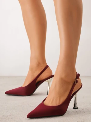 Bordowe Szpilki Slingback z Metalicznym Akcentem Nislea Mulanka