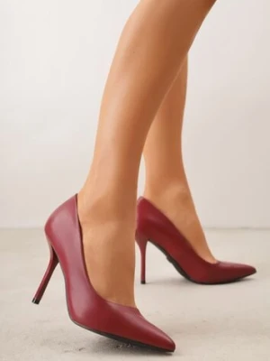 Bordowe Szpilki Vices z Wkładką ze Skóry Naturalnej Mivika