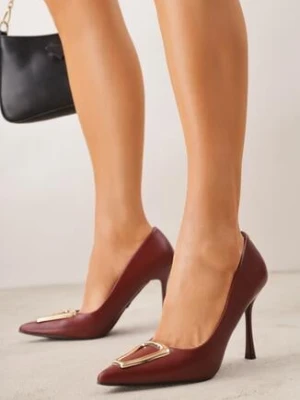 Zdjęcie produktu Bordowe Szpilki Vices ze Skórzaną Wkładką i Metaliczną Aplikacją Iraderie