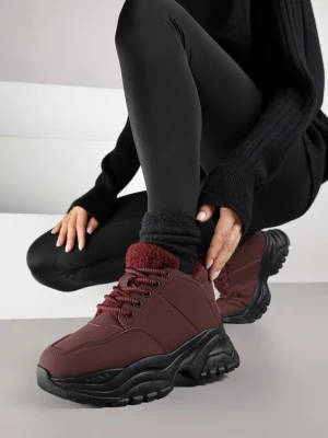 Bordowe Trapery Sneakersy Vices na Platformie z Tłoczeniem Nirrise