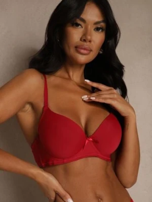 Bordowy Gładki Biustonosz o Klasycznym Fasonie Arriethia