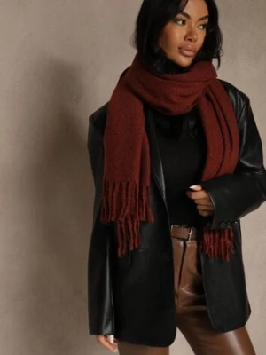 Bordowy Gładki Szalik z Frędzlami Vetimare