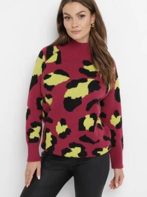 Bordowy Golf w Łaty o Luźnym Fasonie Clinero m&v