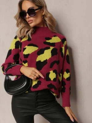 Bordowy Golf w Łaty z Gładkiej Dzianiny Plinero m&v