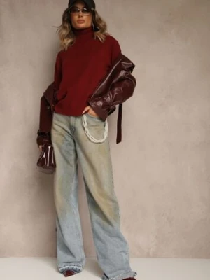 Bordowy Golf z Wełną i Wiskozą Olmeze tandem