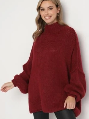 Bordowy Golf z Wełną o Kroju Oversize z Obniżoną Linią Ramion Lilenae jumelle