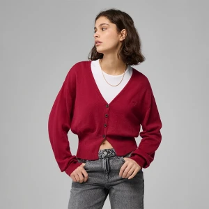 Bordowy kardigan bawełniany z szerokimi ściągaczami House