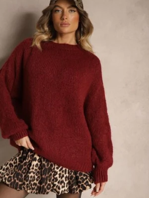 Bordowy Klasyczny Sweter z Wełną i Wiskozą o Luźnym Kroju Omethea jumelle