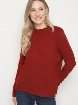 Bordowy Klasyczny Sweter z Wełną Mailira