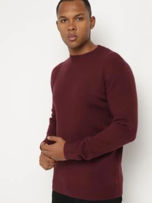 Bordowy Klasyczny Sweter z Wełną Neanora