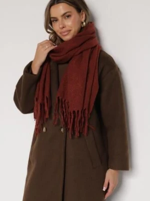 Bordowy Klasyczny Szalik Zdobiony Frędzlami Vetilana