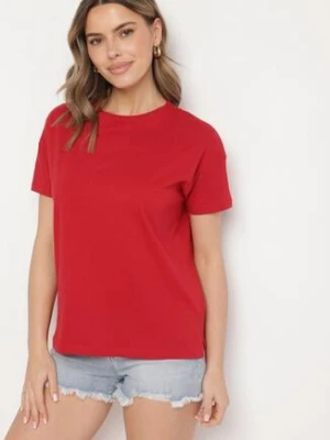 Bordowy Klasyczny T-shirt Oversize z Bawełny Zivassa