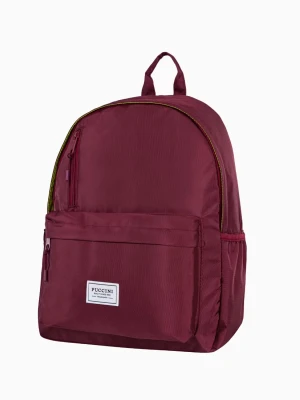 Bordowy młodzieżowy plecak z neonową podszewką Puccini