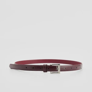 Bordowy pasek z imitacji skóry ze srebrną klamrą House