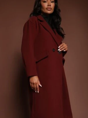 Bordowy Płaszcz Dwurzędowy Długi Tadde tricot station