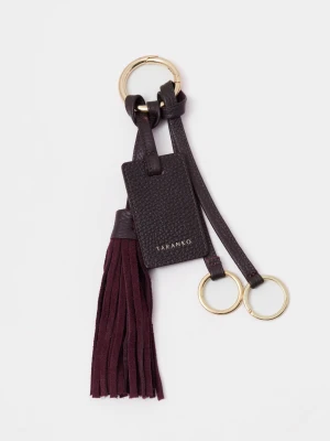 Burgundowy skórzany brelok z zawieszką TARANKO