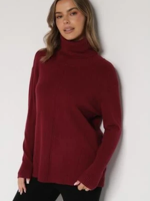 Bordowy Sweter z Golfem i Dodatkiem Kaszmiru Rorizia