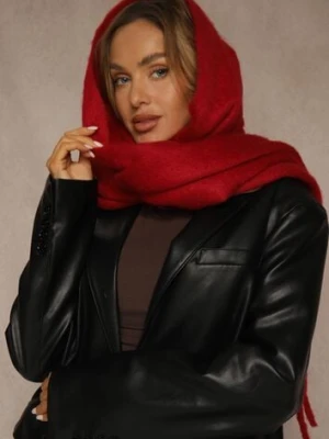 Bordowy Szalik Ozdobiony Frędzlami Esalirea