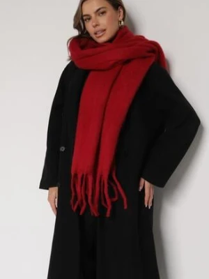 Bordowy Szalik z Ozdobnymi Frędzlami Esariana
