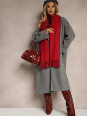 Bordowy Szalik z Wiskozą Bawełną i Frędzlami Siathlin