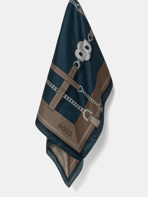 BOSS apaszka jedwabna Lainy kolor granatowy wzorzysta 50536118