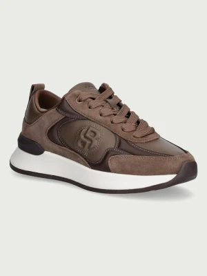 BOSS B Icon sneakersy damskie skórzane brązowy