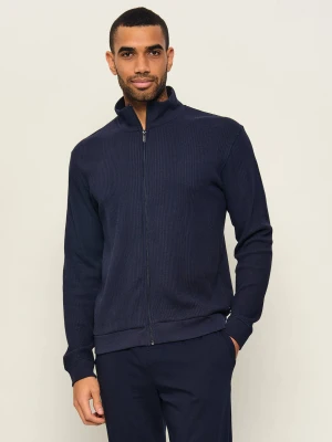 BOSS BLACK Bluza Structure Zip | Regular Fit granatowy