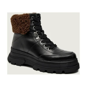 BOSS BLACK Botki na platformie Foster | shearling | skóra