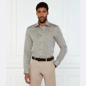 BOSS BLACK Lniana koszula H-HANK-kent-C1-214 | Slim Fit