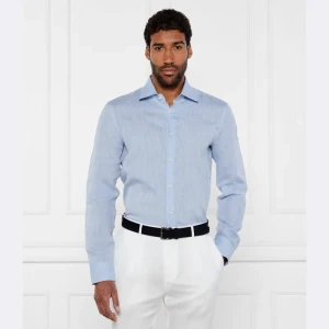 BOSS BLACK Lniana koszula H-HANK-kent-C1-214 | Slim Fit